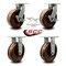 Service Caster 12'' Heavy Duty High Temp Phenolic Caster Set 2 Swivel Lock and Brake 2 Rigid, 4PK CRAN-KP92S1230-PHRHT-SLB-BSL-2-R-2 - alternate 2